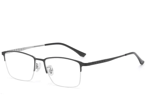 Lunettes semi-cerclées en titane noir #BS1913-0735