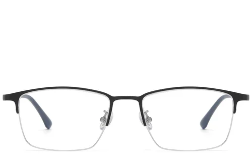 Lunettes semi-cerclées en titane noir #BS1913-0735
