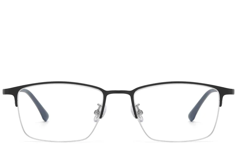 Occhiali semi-cerchiati in titanio nero #BS1913-0735