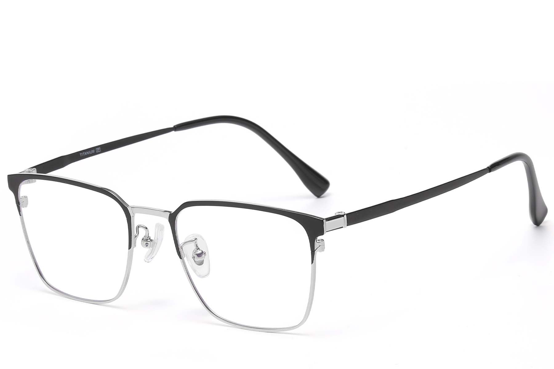 Semi-rimless Silver Titanium Glasses #BS1913-0738