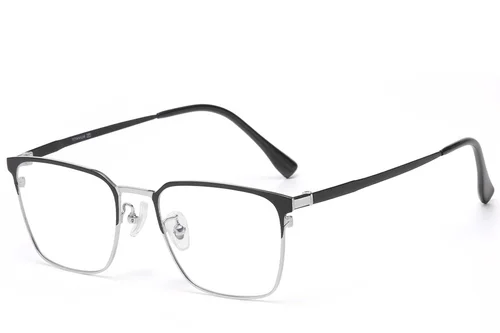 Lunettes semi-cerclées en titane argenté #BS1913-0738