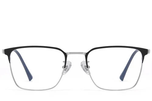 Lunettes semi-cerclées en titane argenté #BS1913-0738
