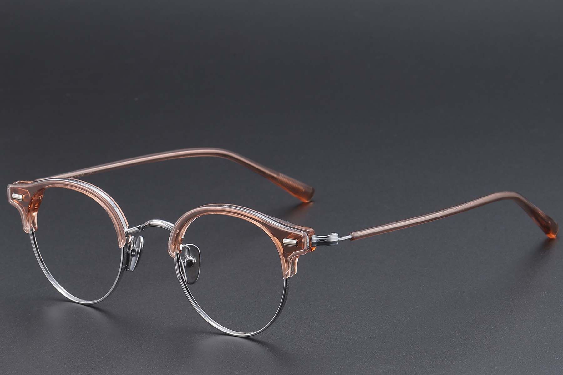 Semi-rimless Brown Acetate Glasses #BS1913-0746