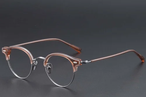 Lunettes semi-cerclées en acétate brun #BS1913-0746
