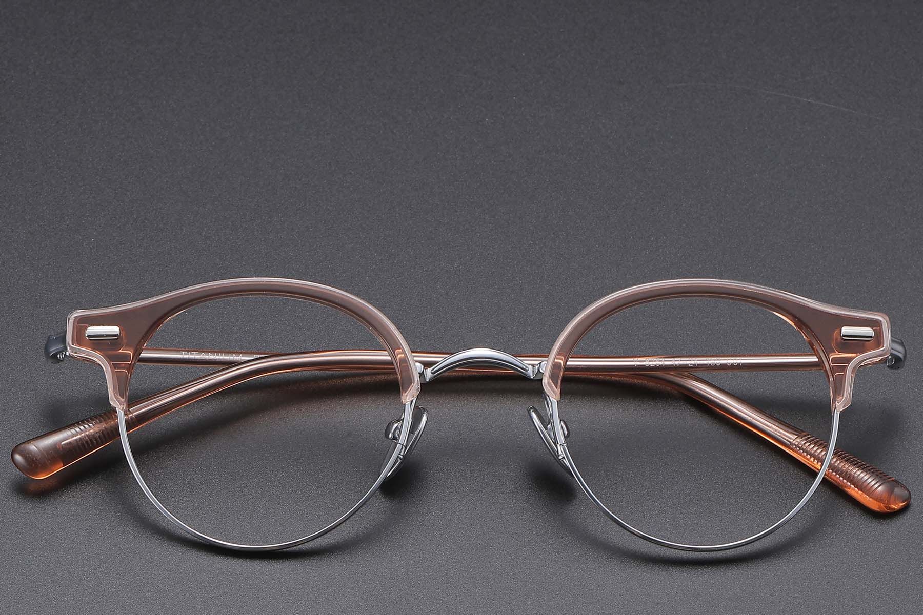Semi-rimless Brown Acetate Glasses #BS1913-0746