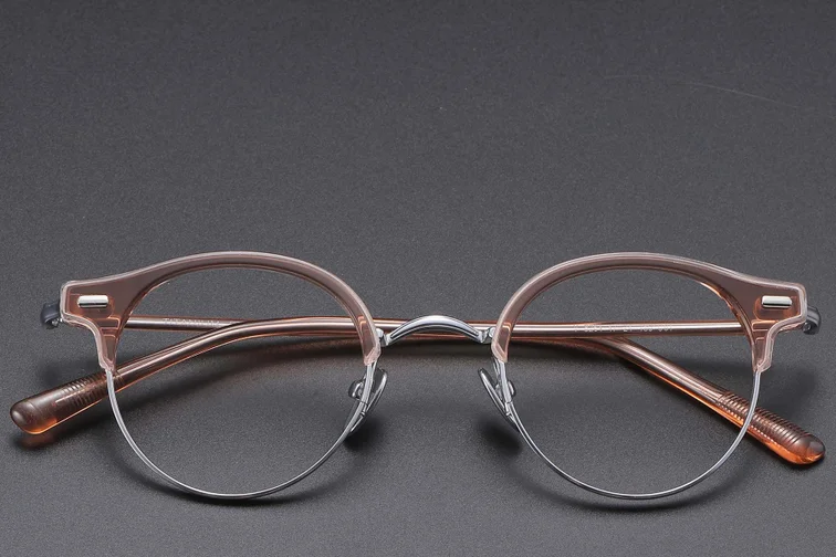 Semi-rimless Brown Acetate Glasses #BS1913-0746