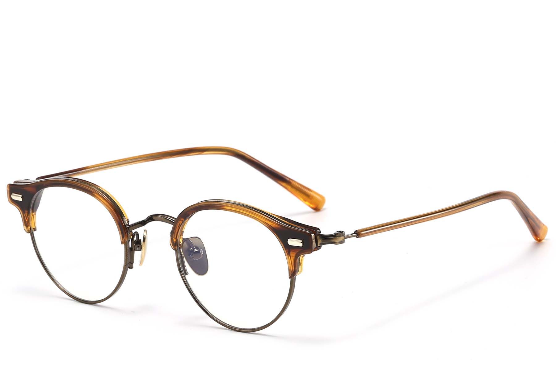 Semi-rimless Tortoiseshell Acetate Glasses #BS1913-0747