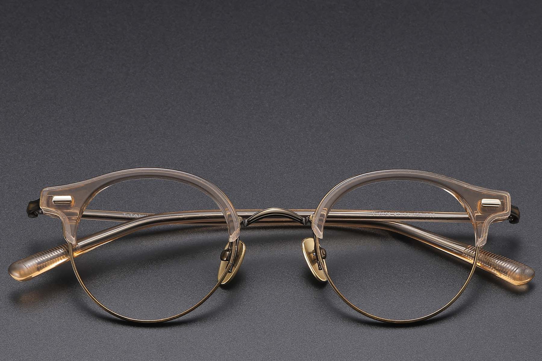 Semi-rimless Brown Acetate Glasses #BS1913-0748
