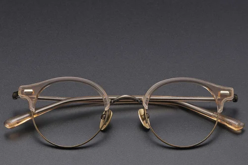 Lunettes semi-cerclées en acétate brun #BS1913-0748