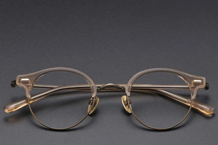 Semi-rimless Brown Acetate Glasses #BS1913-0748