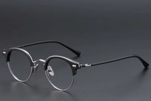 Lunettes semi-cerclées en acétate noir #BS1913-0749