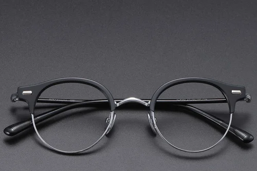 Lunettes semi-cerclées en acétate noir #BS1913-0749