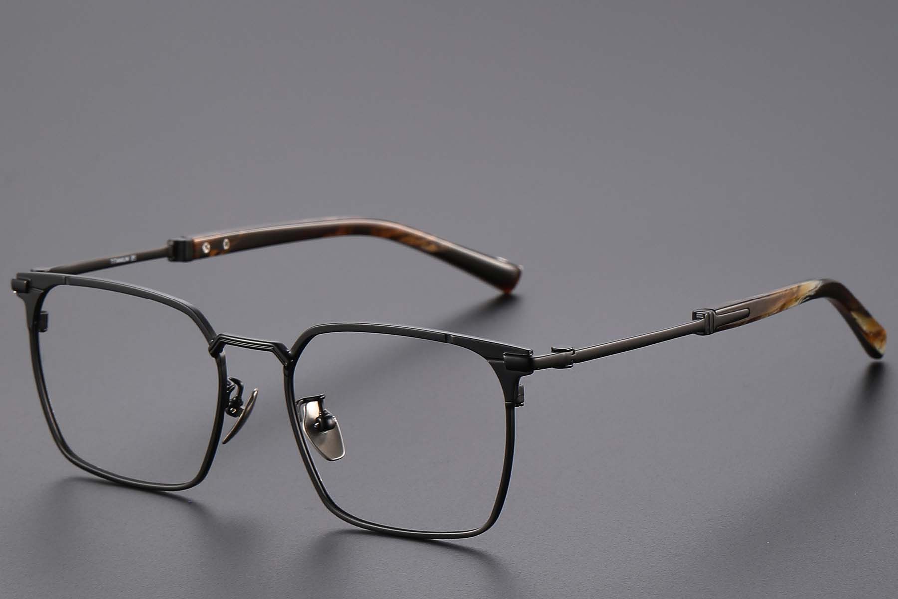 Semi-rimless Black Titanium Glasses #BS1913-0750
