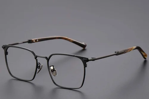 Lunettes semi-cerclées en titane noir #BS1913-0750