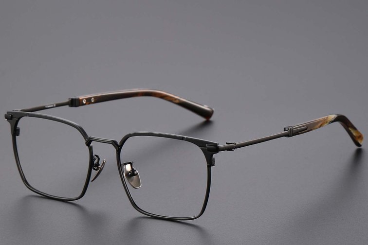 Occhiali semi-cerchiati in titanio nero #BS1913-0750