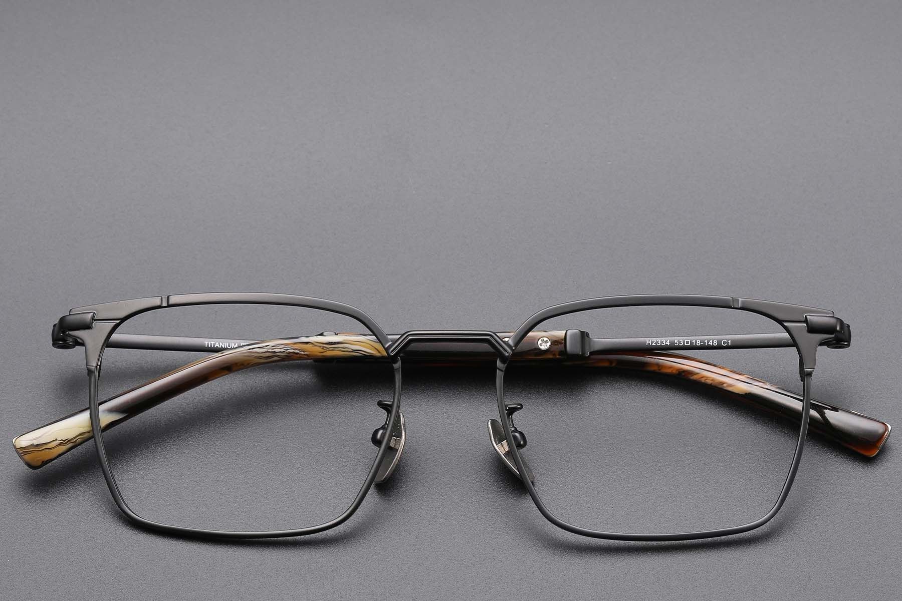 Semi-rimless Black Titanium Glasses #BS1913-0750