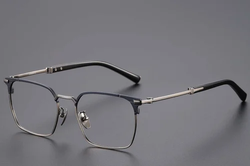 Lunettes semi-cerclées en titane bleu #BS1913-0751