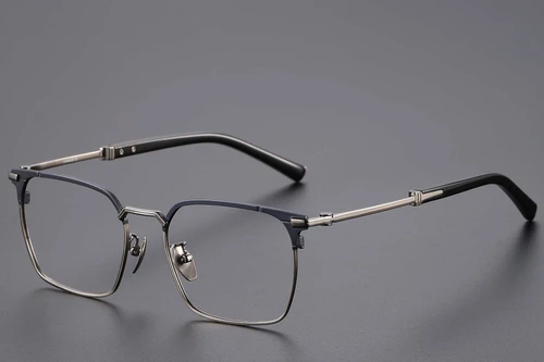 Semi-rimless Blue Titanium Glasses #BS1913-0751