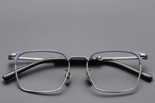 Semi-rimless Blue Titanium Glasses #BS1913-0751