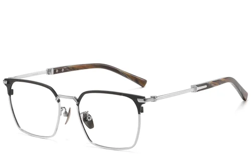 Lunettes semi-cerclées en titane argenté #BS1913-0752