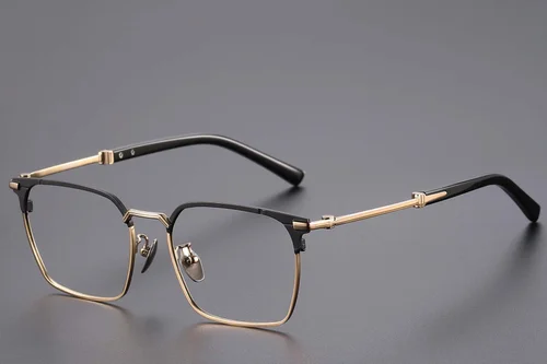 Lunettes semi-cerclées en titane doré #BS1913-0753