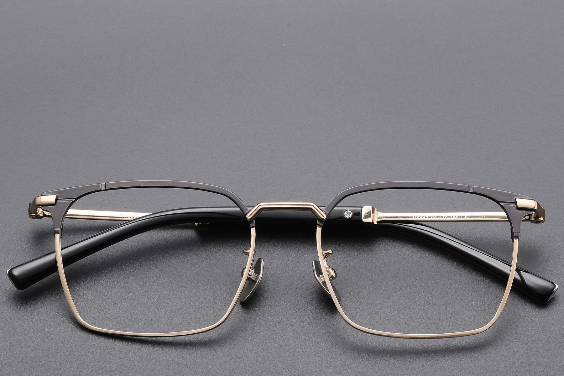 Semi-rimless Golden Titanium Glasses #BS1913-0753