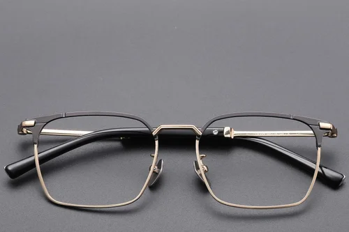 Lunettes semi-cerclées en titane doré #BS1913-0753