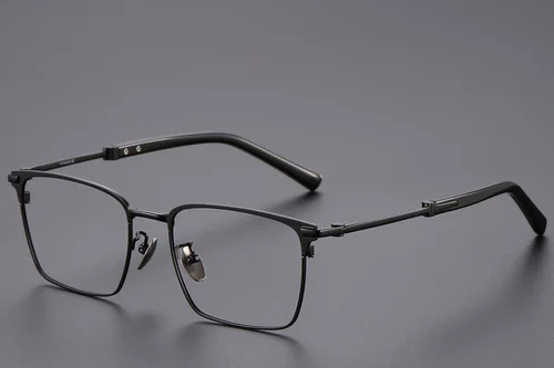 Lunettes semi-cerclées en titane noir #BS1913-0754