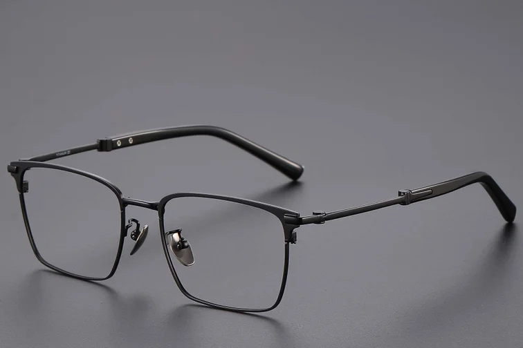 Lunettes semi-cerclées en titane noir #BS1913-0754