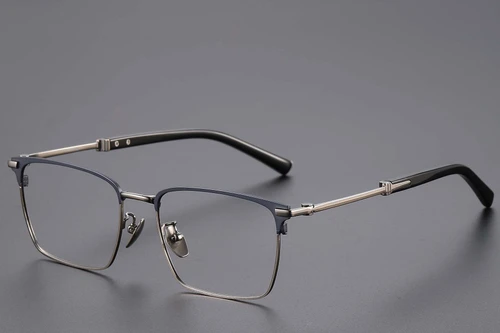 Semi-rimless Blue Titanium Glasses #BS1913-0755