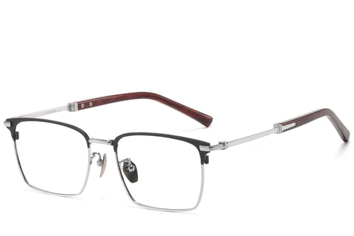 Lunettes semi-cerclées en titane argenté #BS1913-0757