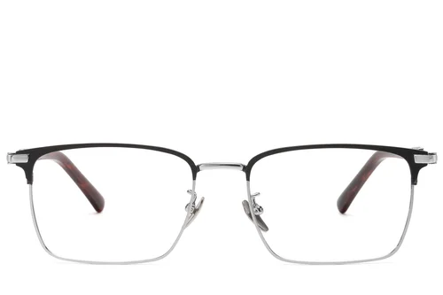 Lunettes semi-cerclées en titane argenté #BS1913-0757
