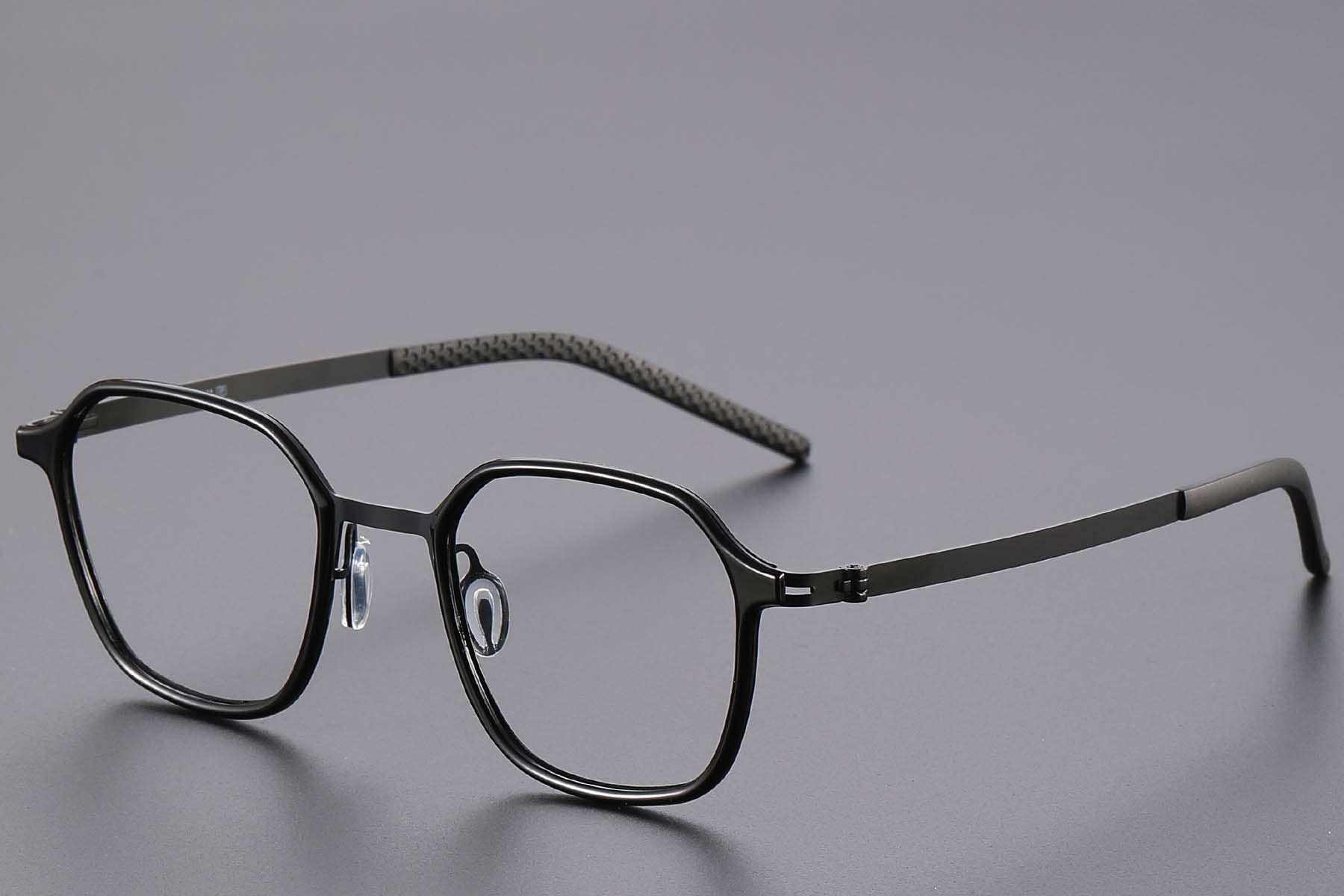 Rectangular Black Titanium Glasses #BS1913-0758