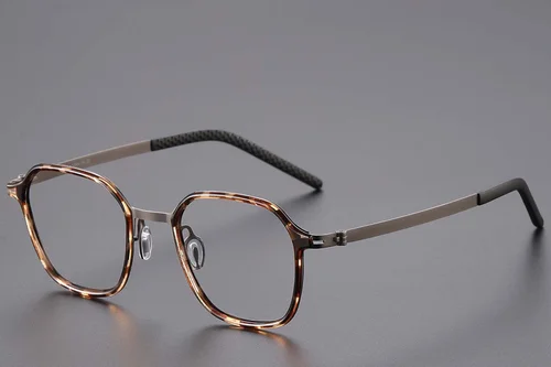 Lunettes rectangulaires en titane écaille de tortue #BS1913-0759