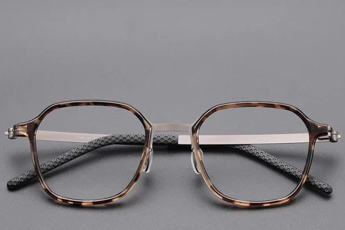 Lunettes rectangulaires en titane écaille de tortue #BS1913-0759
