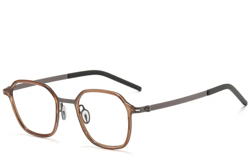 Lunettes rectangulaires en titane brun #BS1913-0760