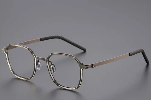 Lunettes rectangulaires en titane vert #BS1913-0761