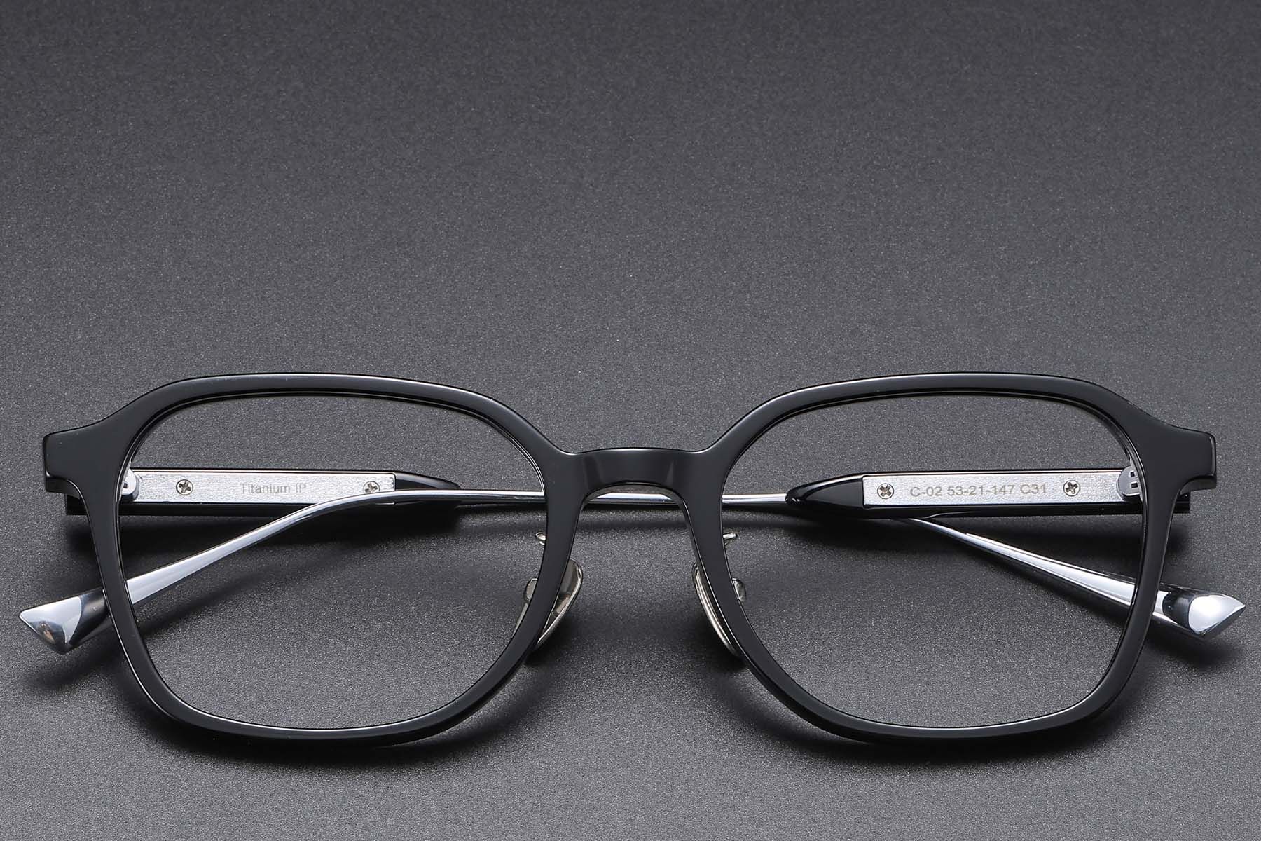 Rectangular Black Acetate Glasses #BS1913-0763