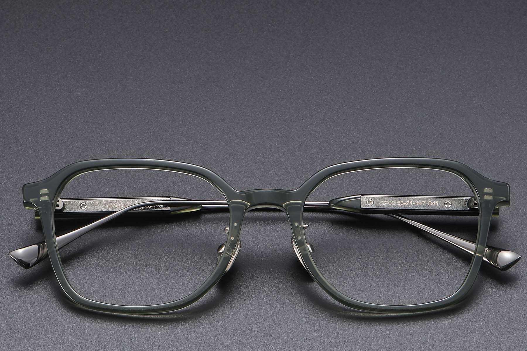 Rectangular Green Acetate Glasses #BS1913-0764