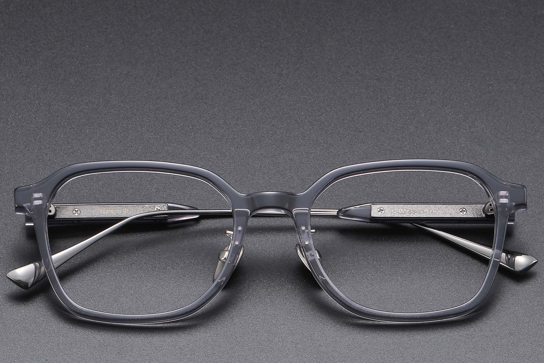 Rectangular Grey Acetate Glasses #BS1913-0765