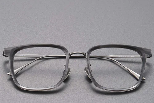 Lunettes rectangulaires en titane gris #BS1913-0780