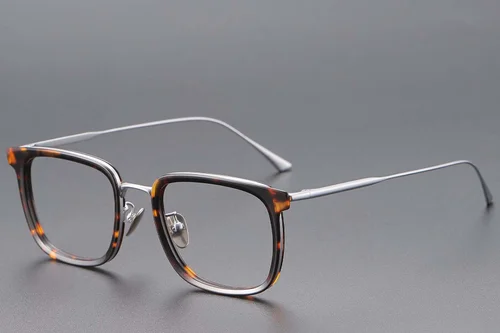Lunettes rectangulaires en titane écaille de tortue #BS1913-0781