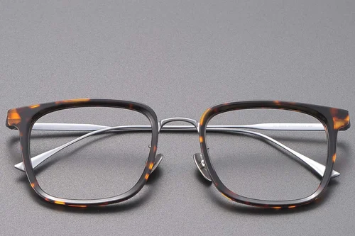 Lunettes rectangulaires en titane écaille de tortue #BS1913-0781