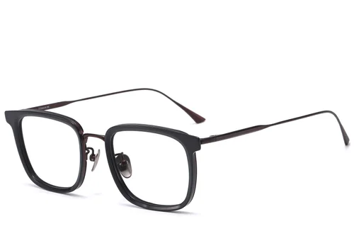 Lunettes rectangulaires en titane noir #BS1913-0782