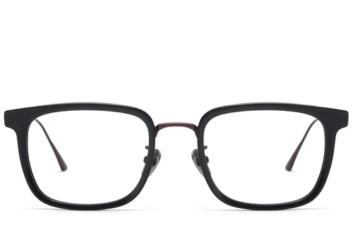 Lunettes rectangulaires en titane noir #BS1913-0782