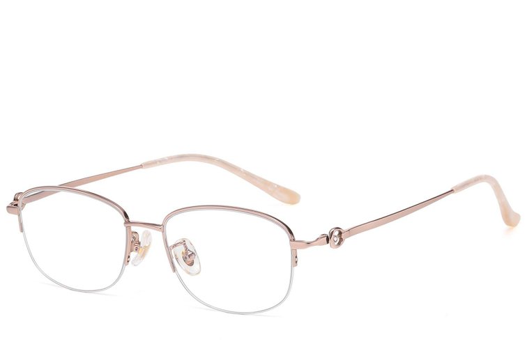 Semi-rimless Pink Titanium Glasses #BS1913-0784