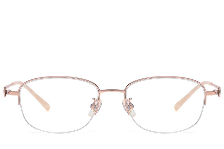 Semi-rimless Pink Titanium Glasses #BS1913-0784