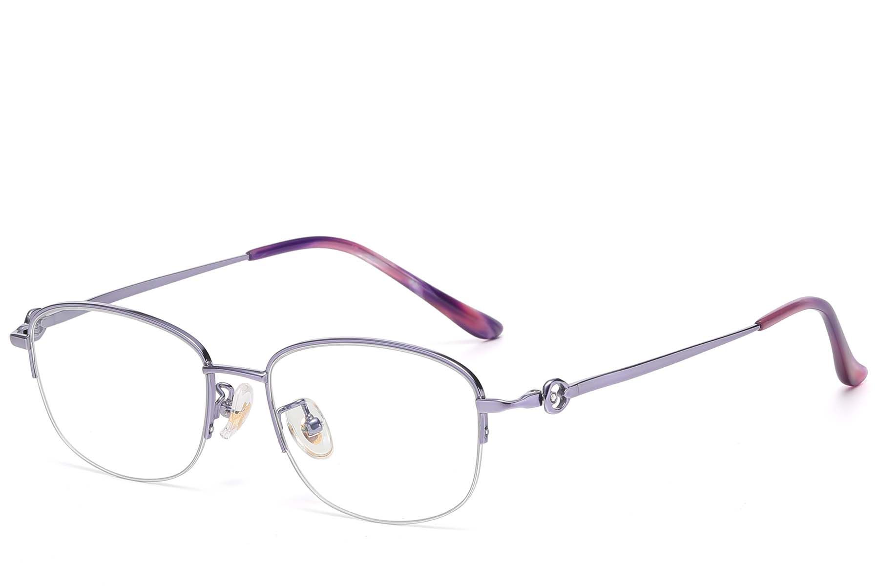 Semi-rimless Purple Titanium Glasses #BS1913-0785