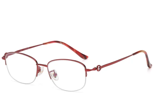 Lunettes semi-cerclées en titane rouge #BS1913-0786
