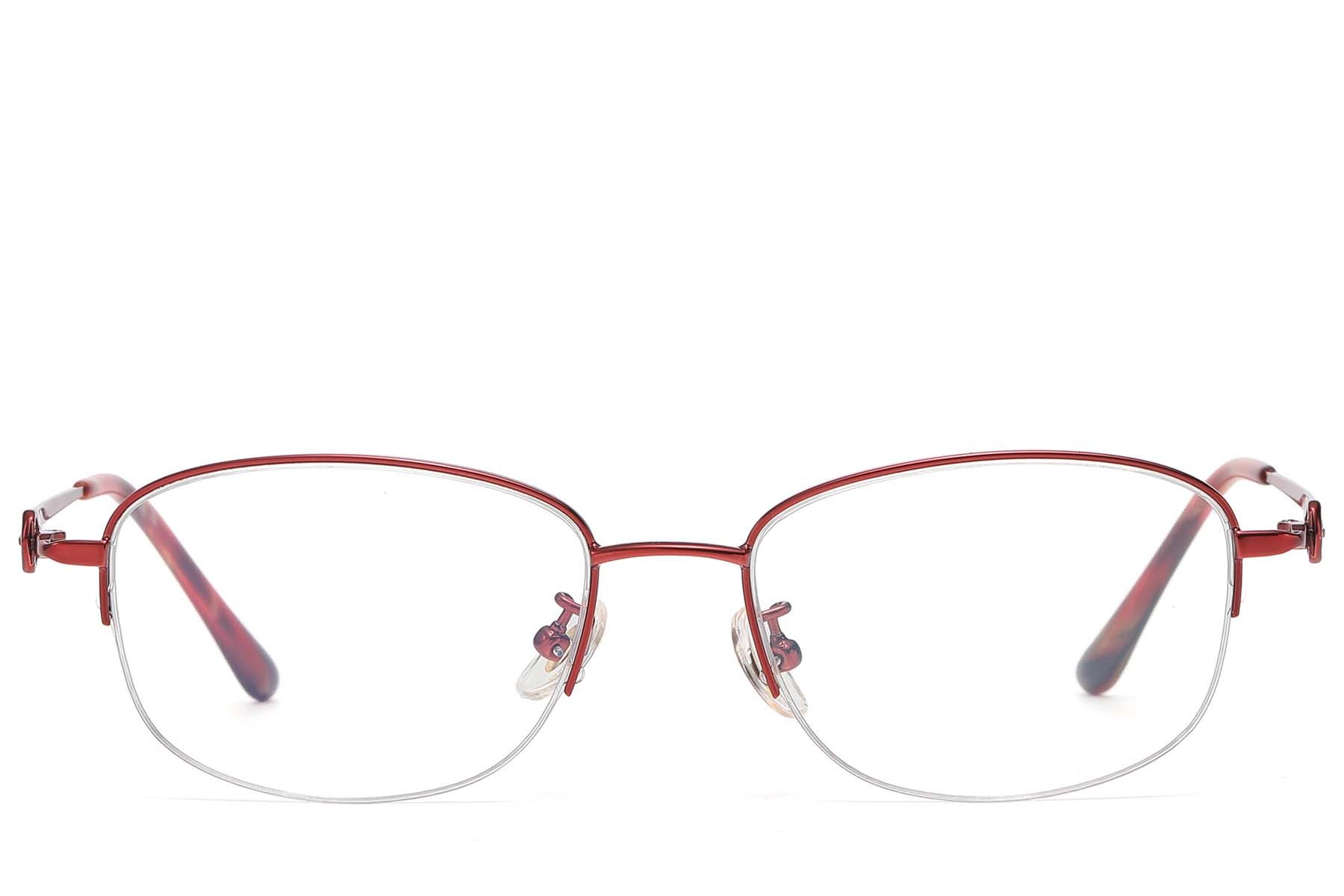 Semi-rimless Red Titanium Glasses #BS1913-0786
